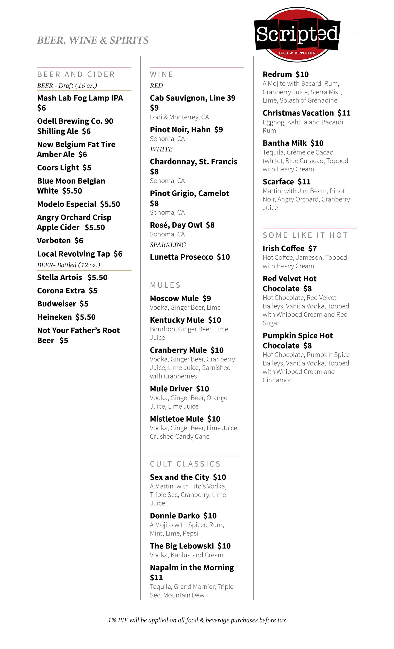Scripted Cocktail Menu Scripted Cocktail Menu